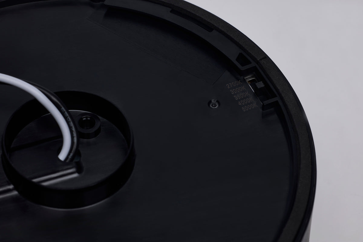 9 Watt 5 Inch Trimless Surface Mount - 27K/3K/35K/4K/5K CCT - Line Voltage Dimmable - Black Finish - 120 Volt
