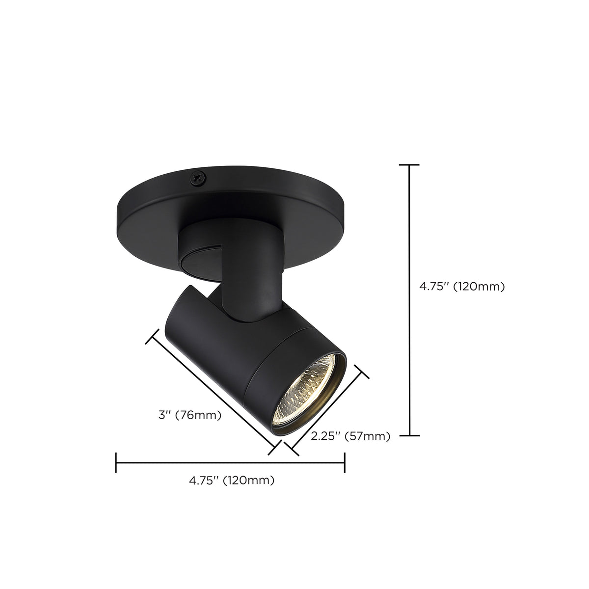 12 Watt - LED - Black - Barrel - Monopoint - 3000K - 36 deg. Beam Angle