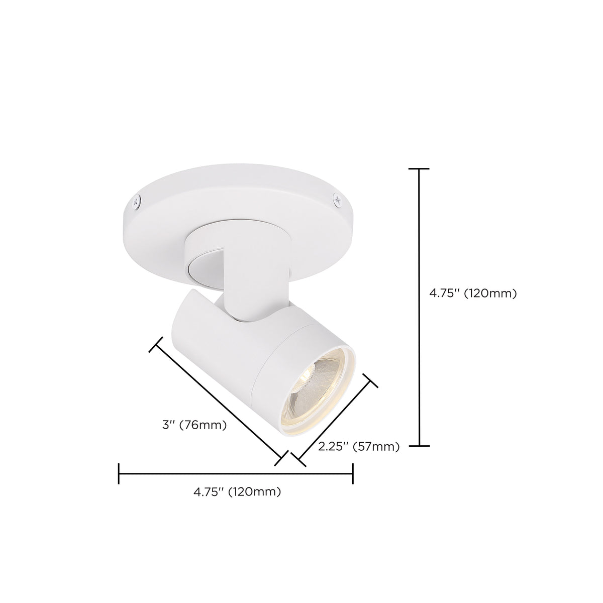 12 Watt - LED - White - Barrel - Monopoint - 3000K - 36 deg. Beam Angle - White Finish