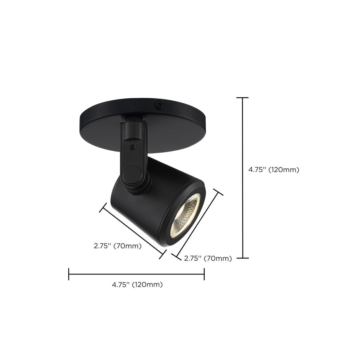 12 Watt - LED - Black - Taper Back - Monopoint - 3000K - 36 deg. Beam Angle