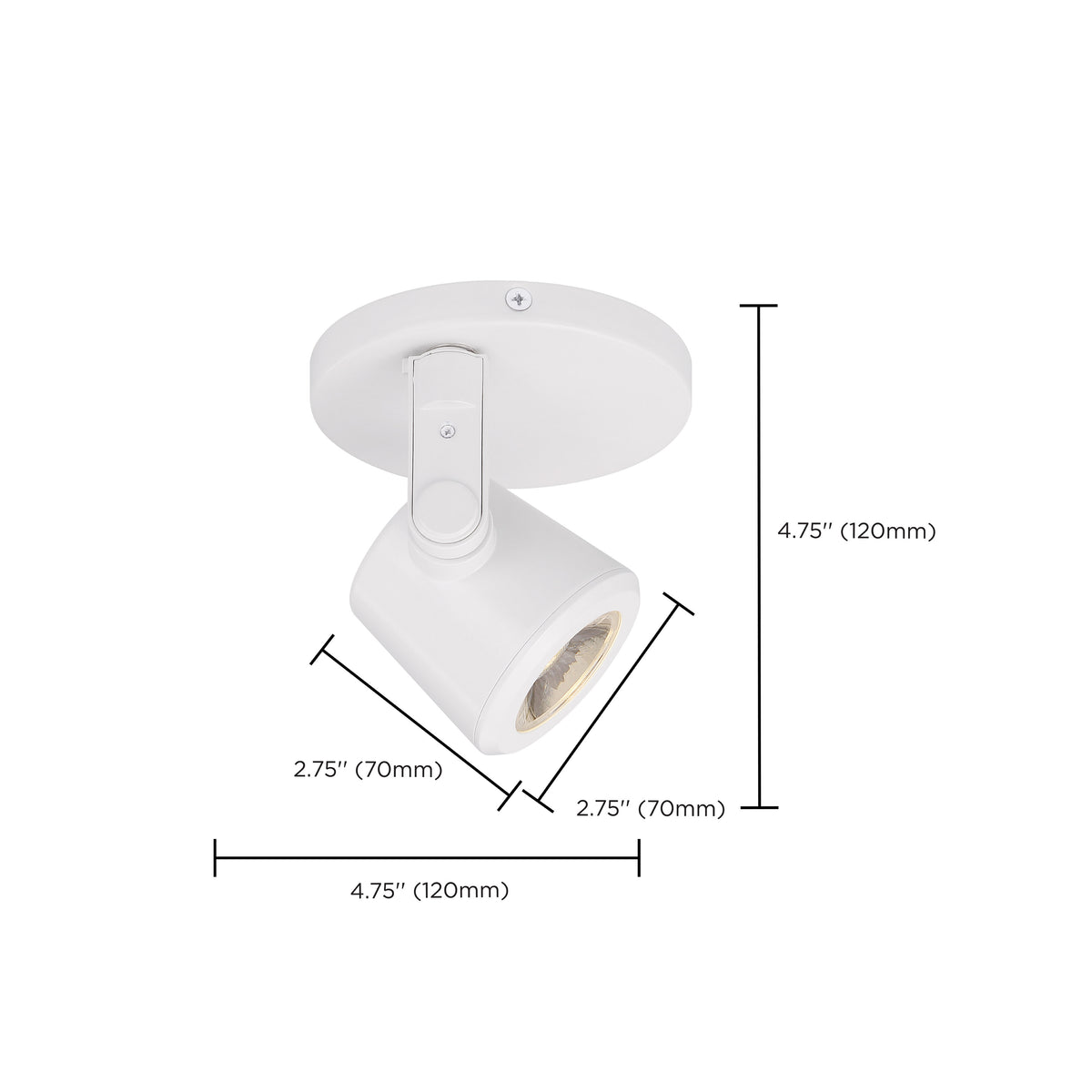 12 Watt - LED - White - Taper Back - Monopoint - 3000K - 36 deg. Beam Angle - White Finish