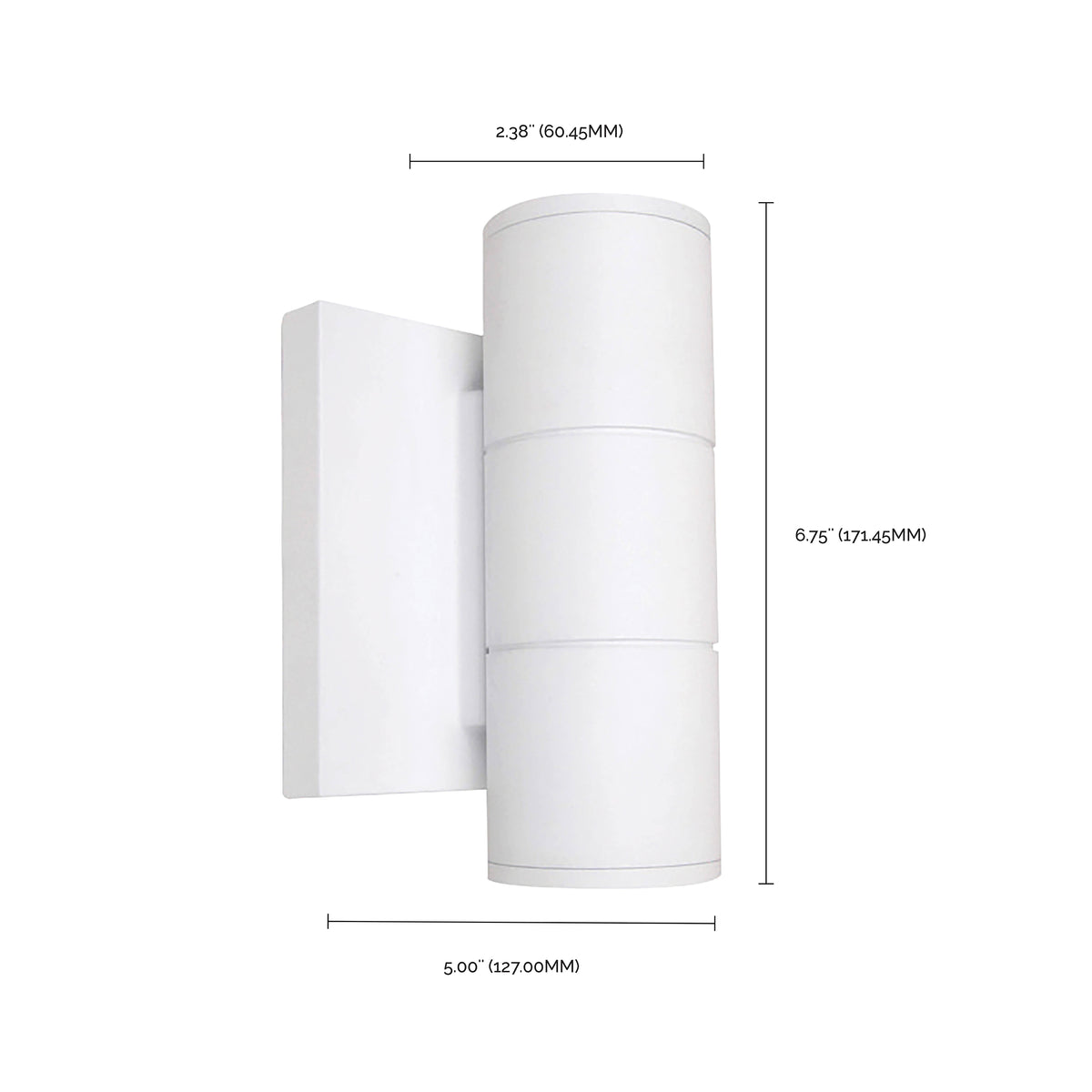 2 Light - LED Small Up and Down Sconce Fixture - White Finish - 10W - 120/277V
