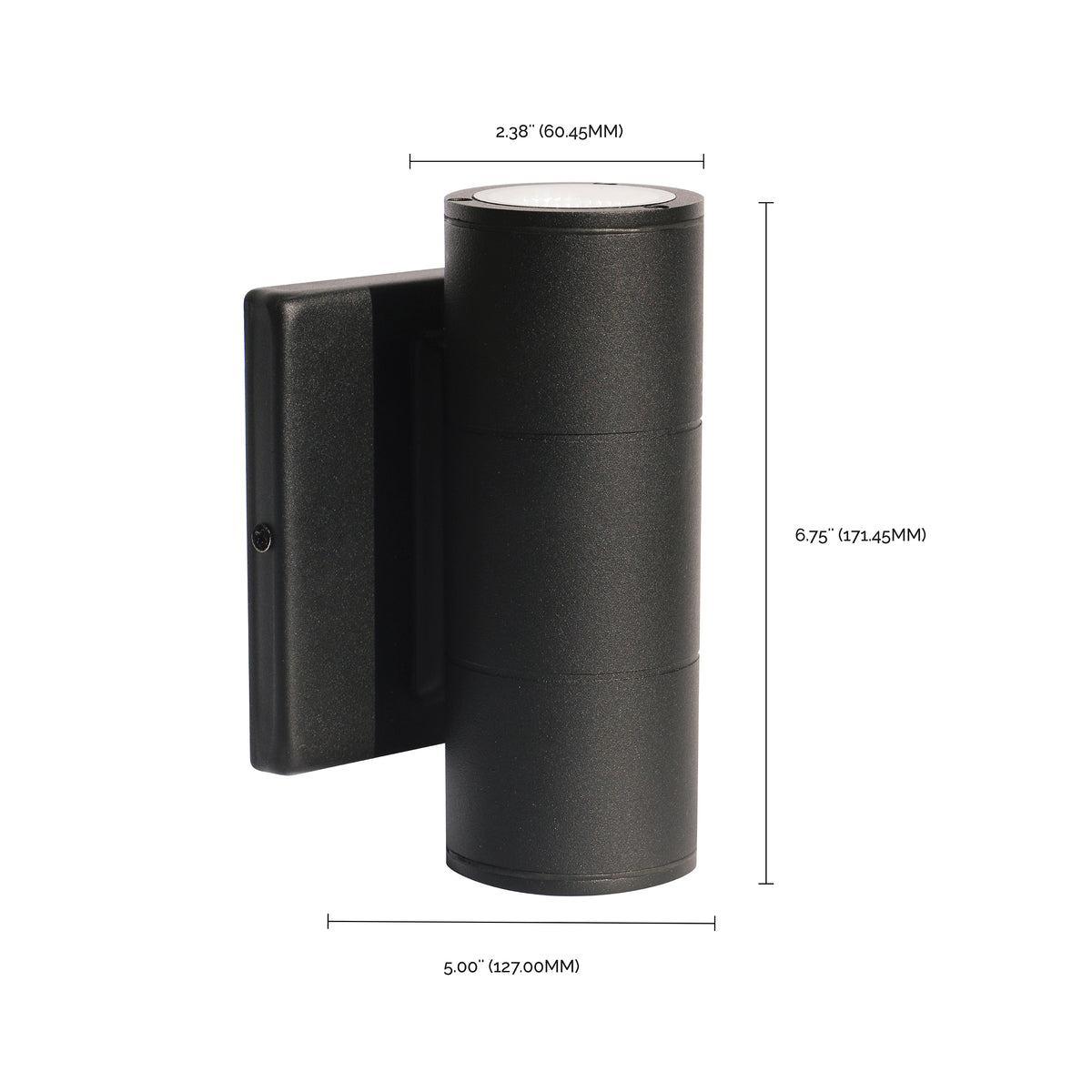 2 Light - LED Small Up and Down Sconce Fixture - Black Finish - 10W - 120/277V