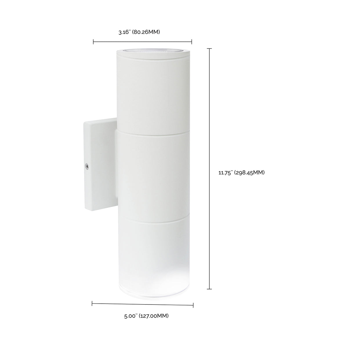 2 Light - LED Large Up and Down Sconce Fixture - White Finish - 20W - 120/277V
