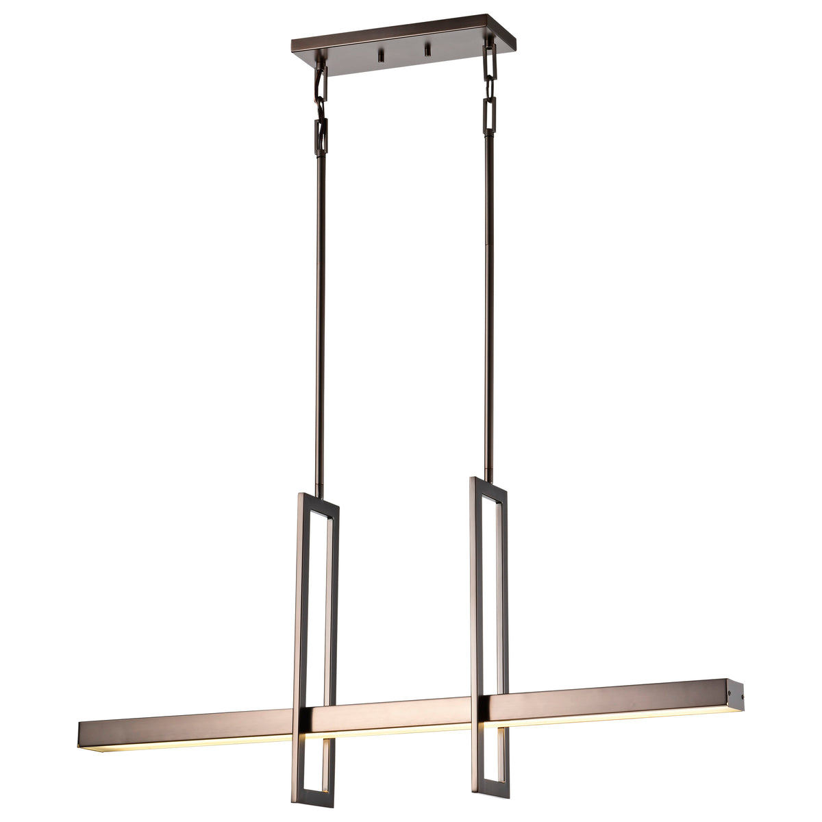 Frame - 3 Module Island Pendant with Frosted Glass - Hazel Bronze Finish