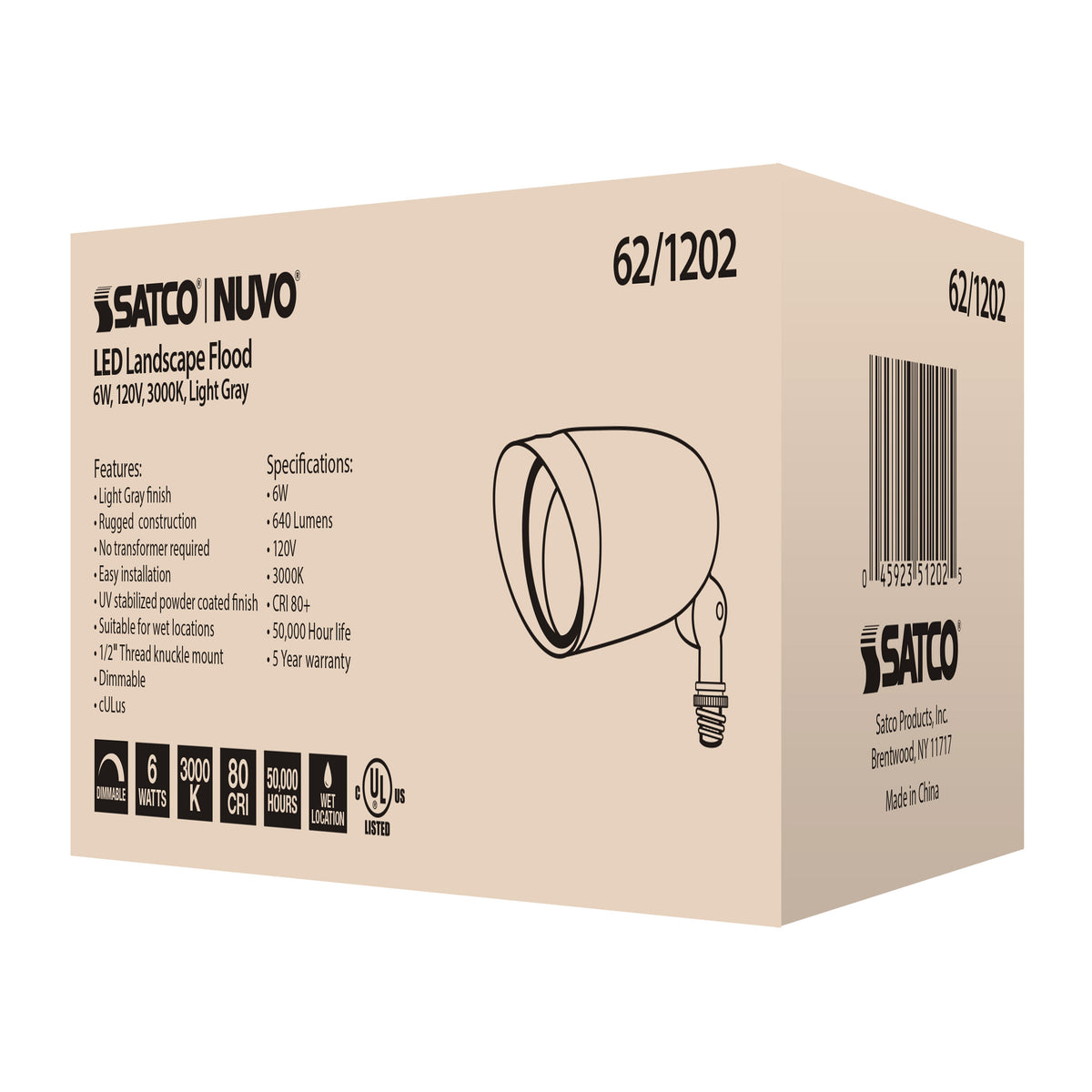 LED Landscape Flood 6W - Light - Gray Finish