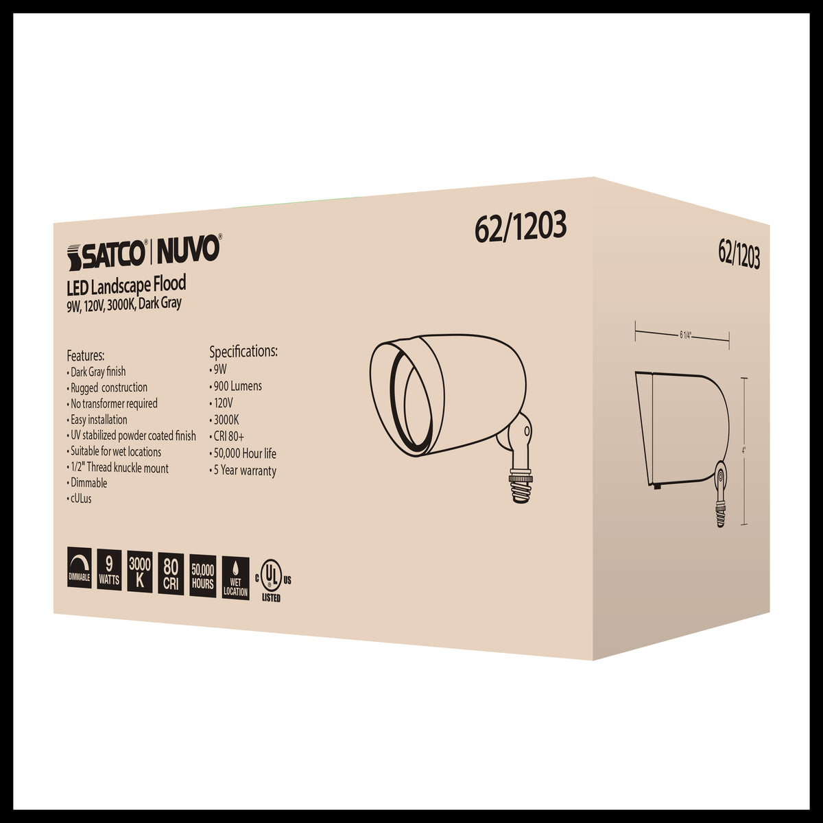 LED Landscape Flood 9W - Dark Gray Finish