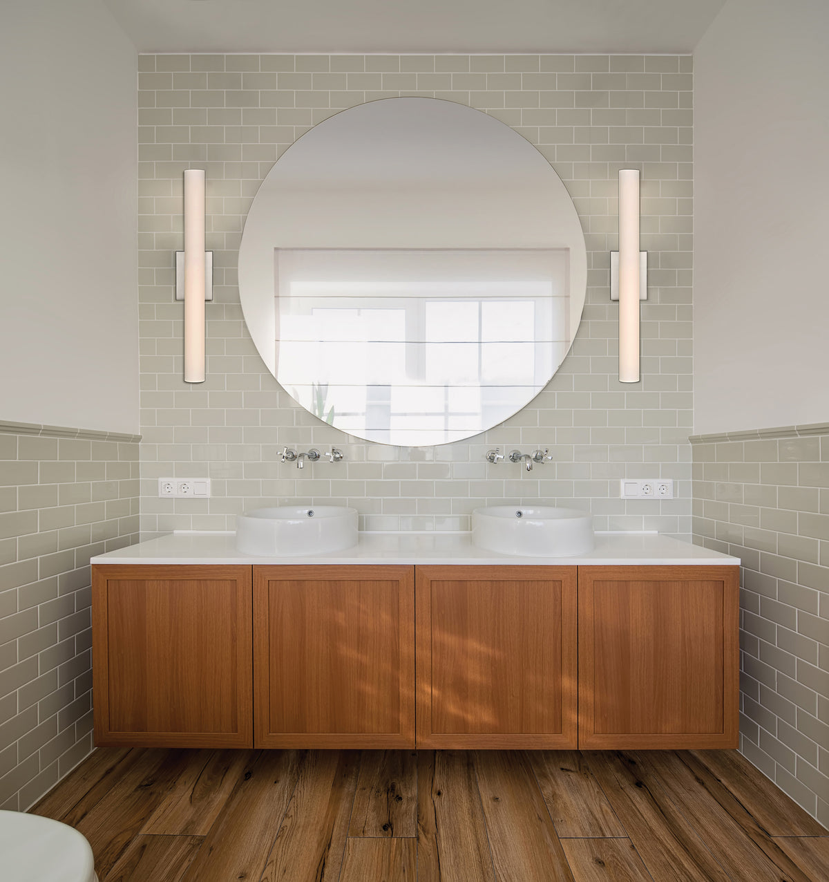 Bend - LED Medium Vanity - Brushed Nickel Finish with White Acrylic