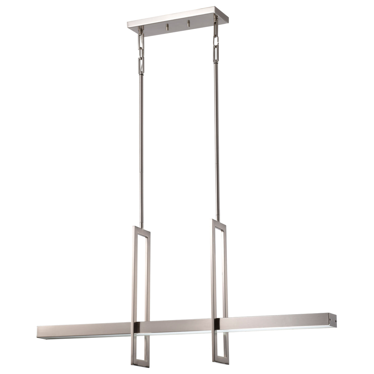 Frame - 3 Module Island Pendant with Frosted Glass - Brushed Nickel Finish lighting product