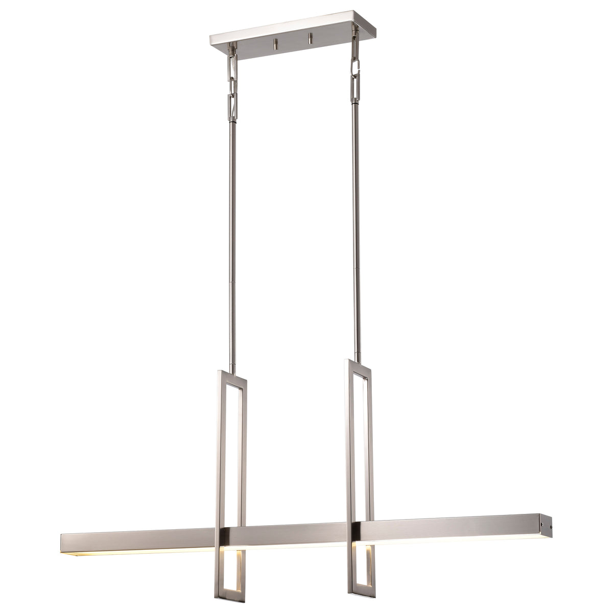 Frame - 3 Module Island Pendant with Frosted Glass - Brushed Nickel Finish