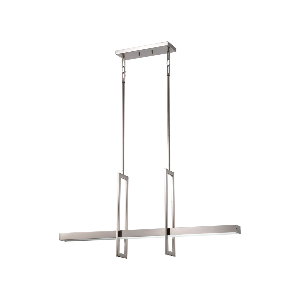 Frame - 3 Module Island Pendant with Frosted Glass - Brushed Nickel Finish