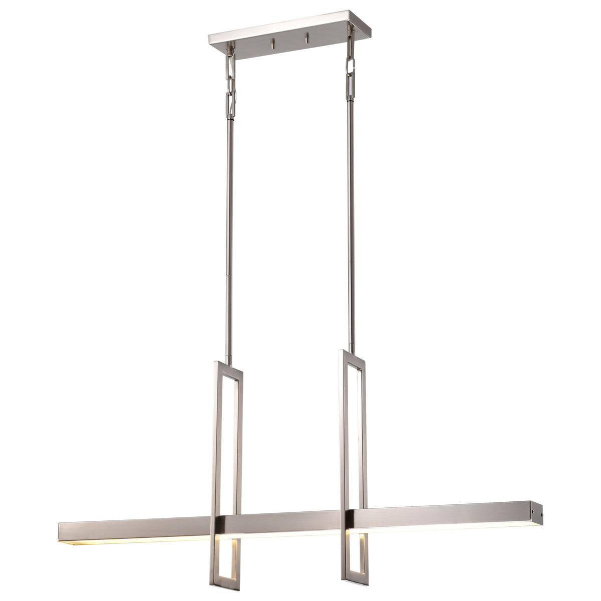 Frame - 3 Module Island Pendant with Frosted Glass - Brushed Nickel Finish