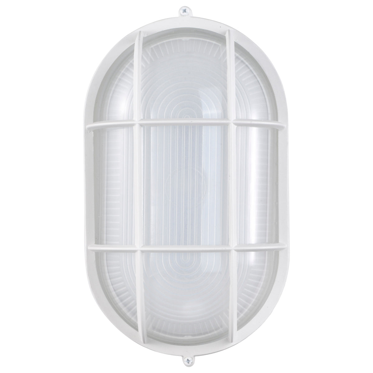 LED Oval Bulk Head Fixture - White Finish with White Glass