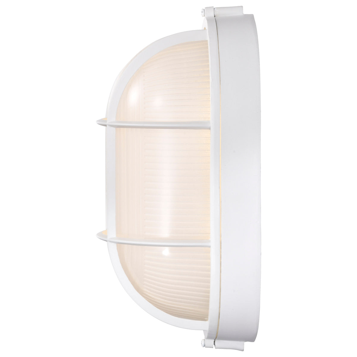 LED Oval Bulk Head Fixture - White Finish with White Glass