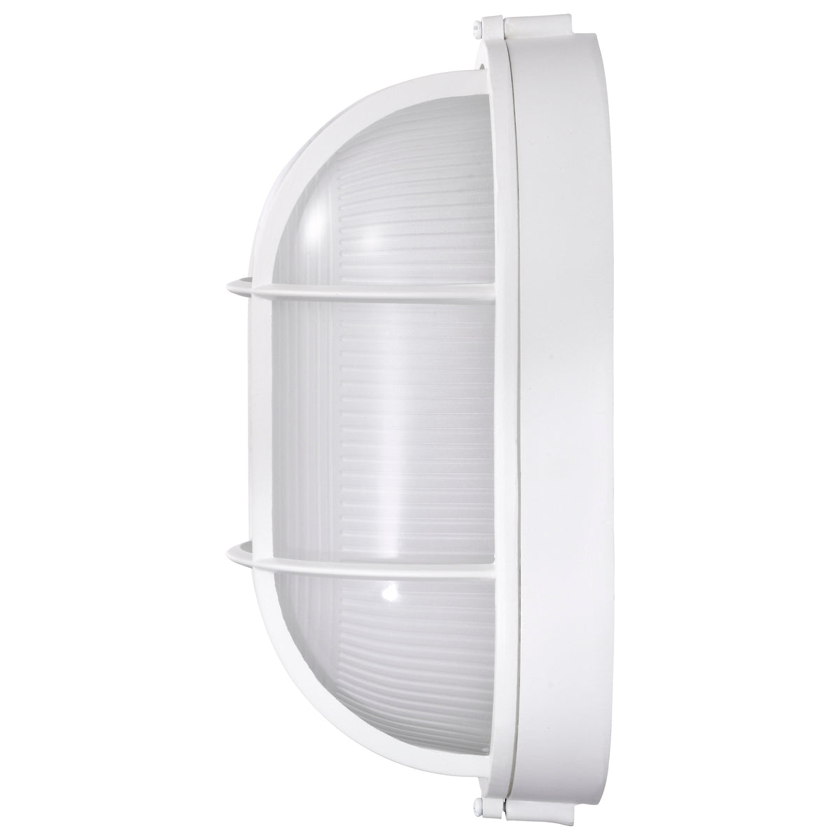 LED Oval Bulk Head Fixture - White Finish with White Glass