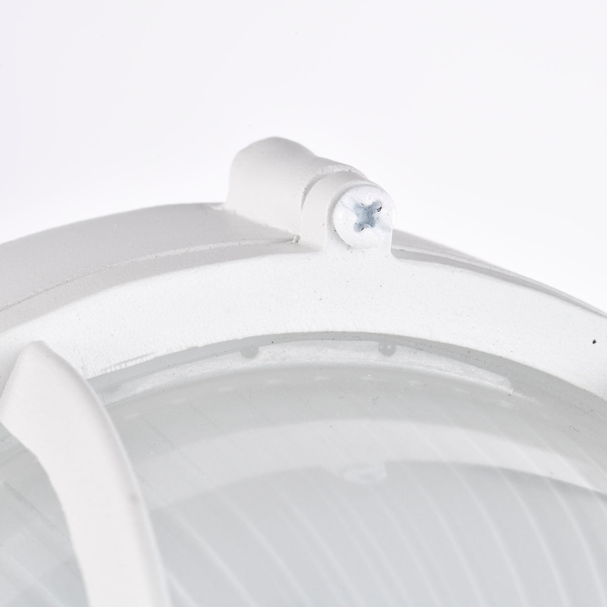 LED Oval Bulk Head Fixture - White Finish with White Glass
