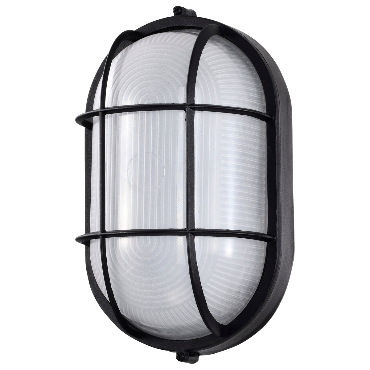 LED Oval Bulk Head Fixture - Black Finish with White Glass product image