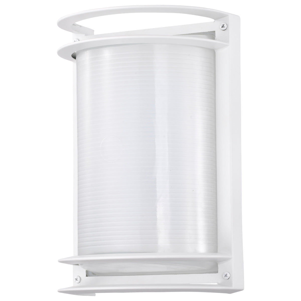 LED Rectangular Bulk Head Fixture - White Finish with White Glass bulb or fixture view
