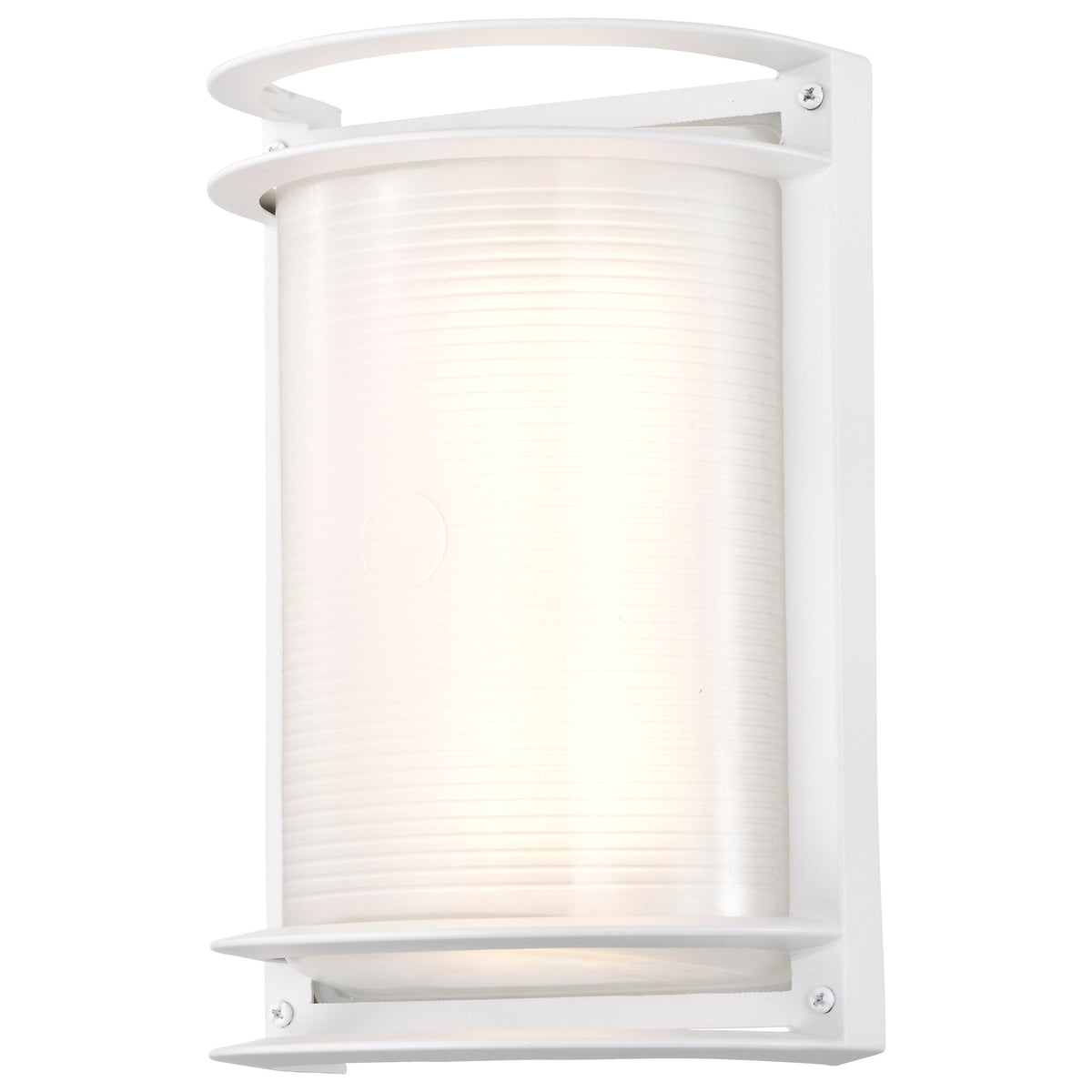 LED Rectangular Bulk Head Fixture - White Finish with White Glass