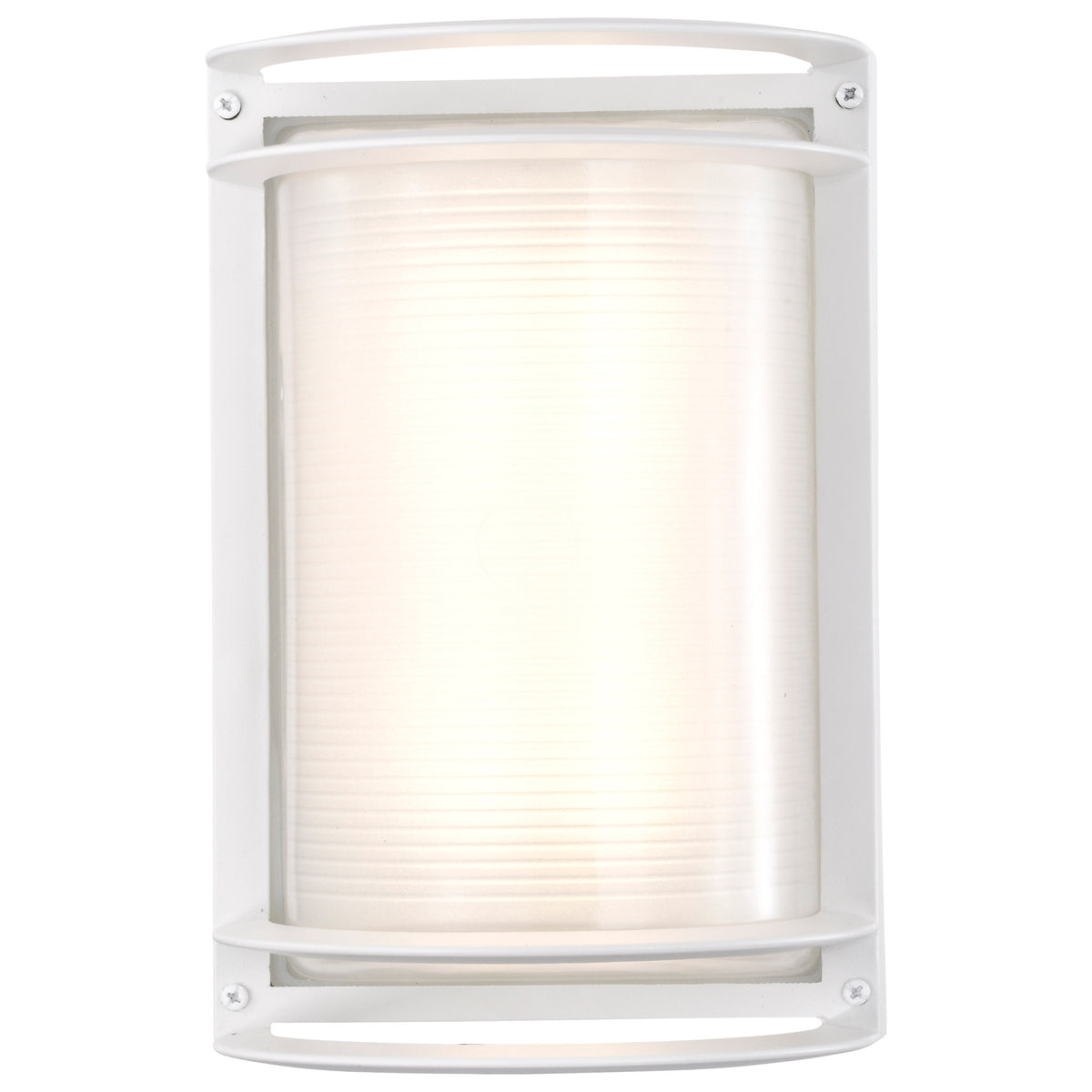LED Rectangular Bulk Head Fixture - White Finish with White Glass
