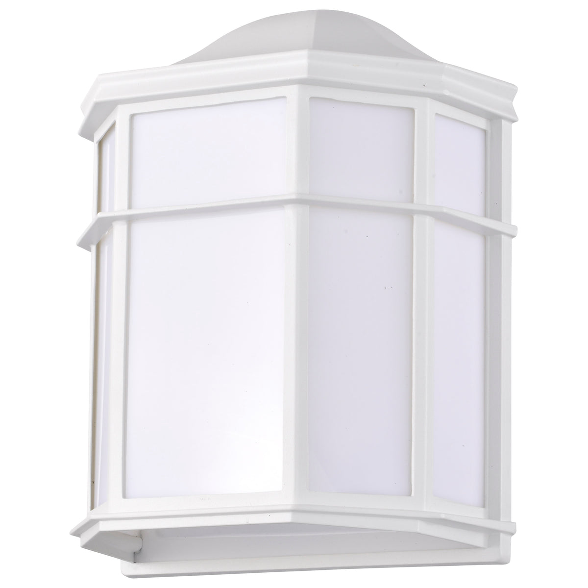 LED Cage Lantern Fixture - White Finish with White Linen Acrylic