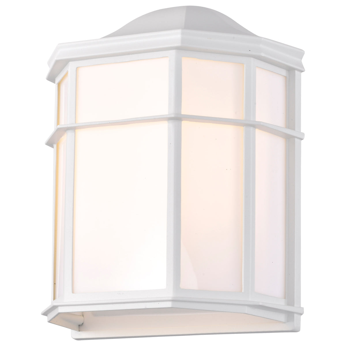 LED Cage Lantern Fixture - White Finish with White Linen Acrylic
