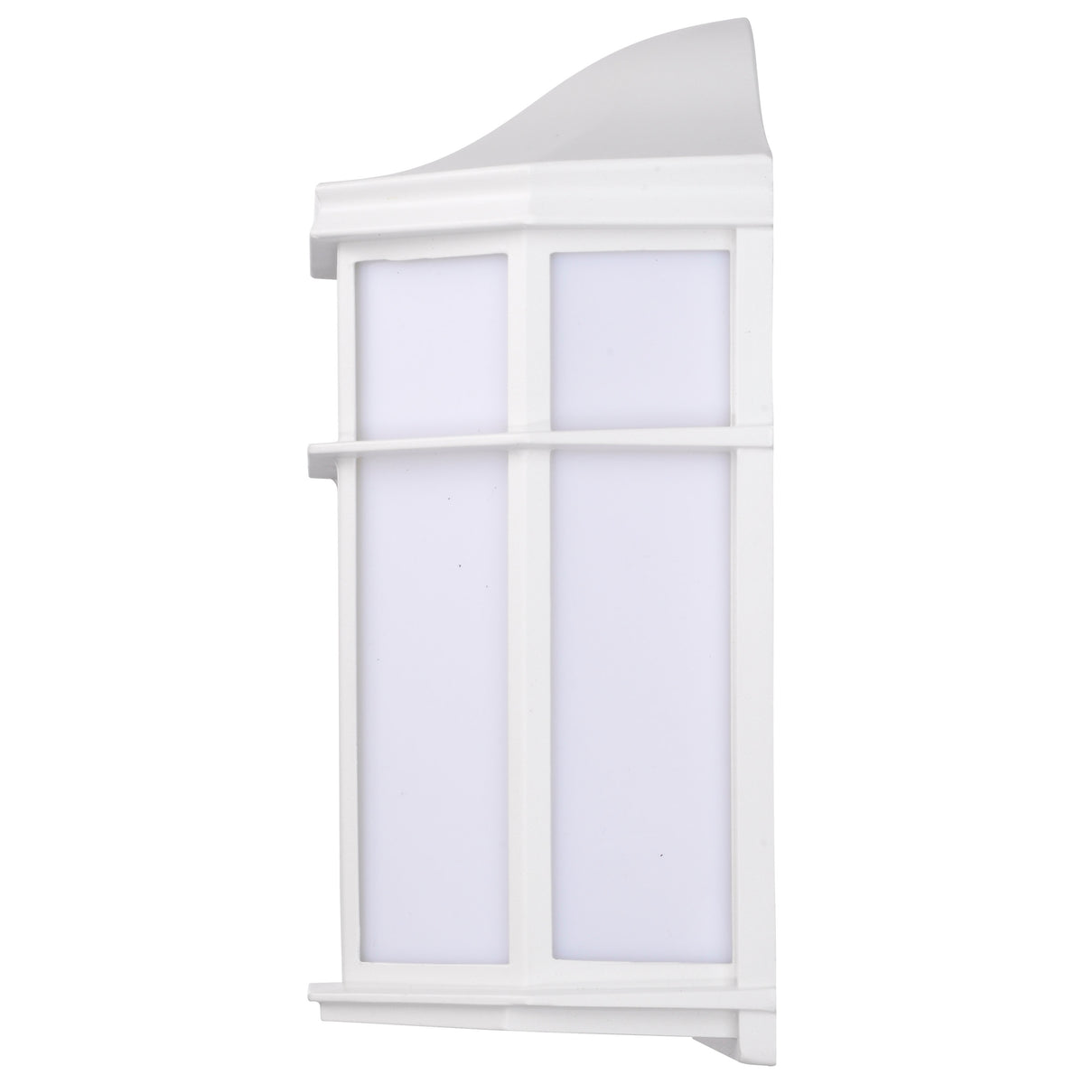 LED Cage Lantern Fixture - White Finish with White Linen Acrylic