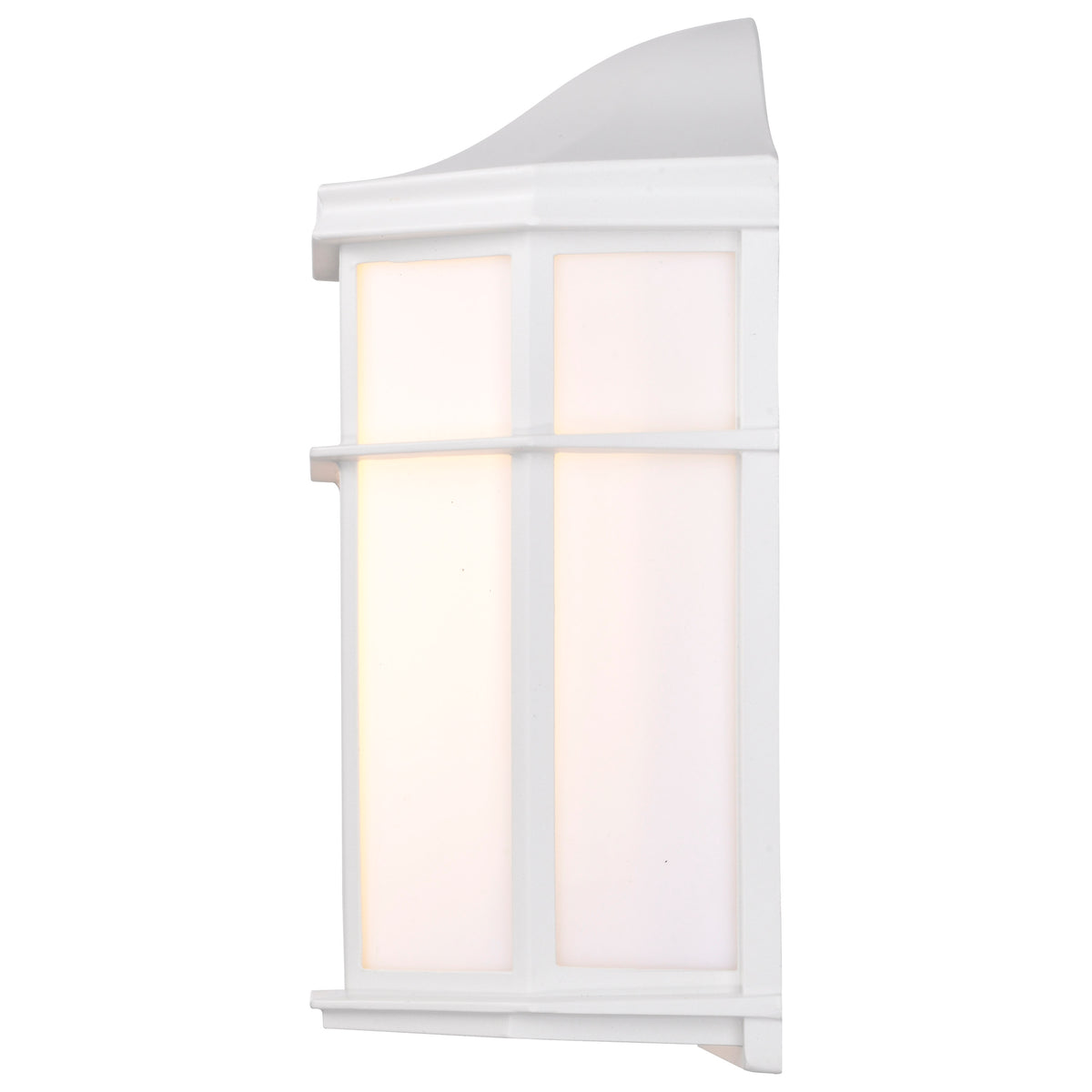 LED Cage Lantern Fixture - White Finish with White Linen Acrylic