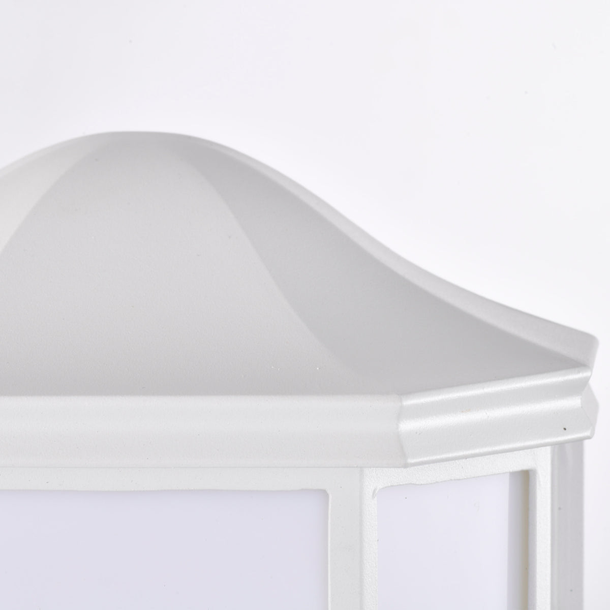 LED Cage Lantern Fixture - White Finish with White Linen Acrylic