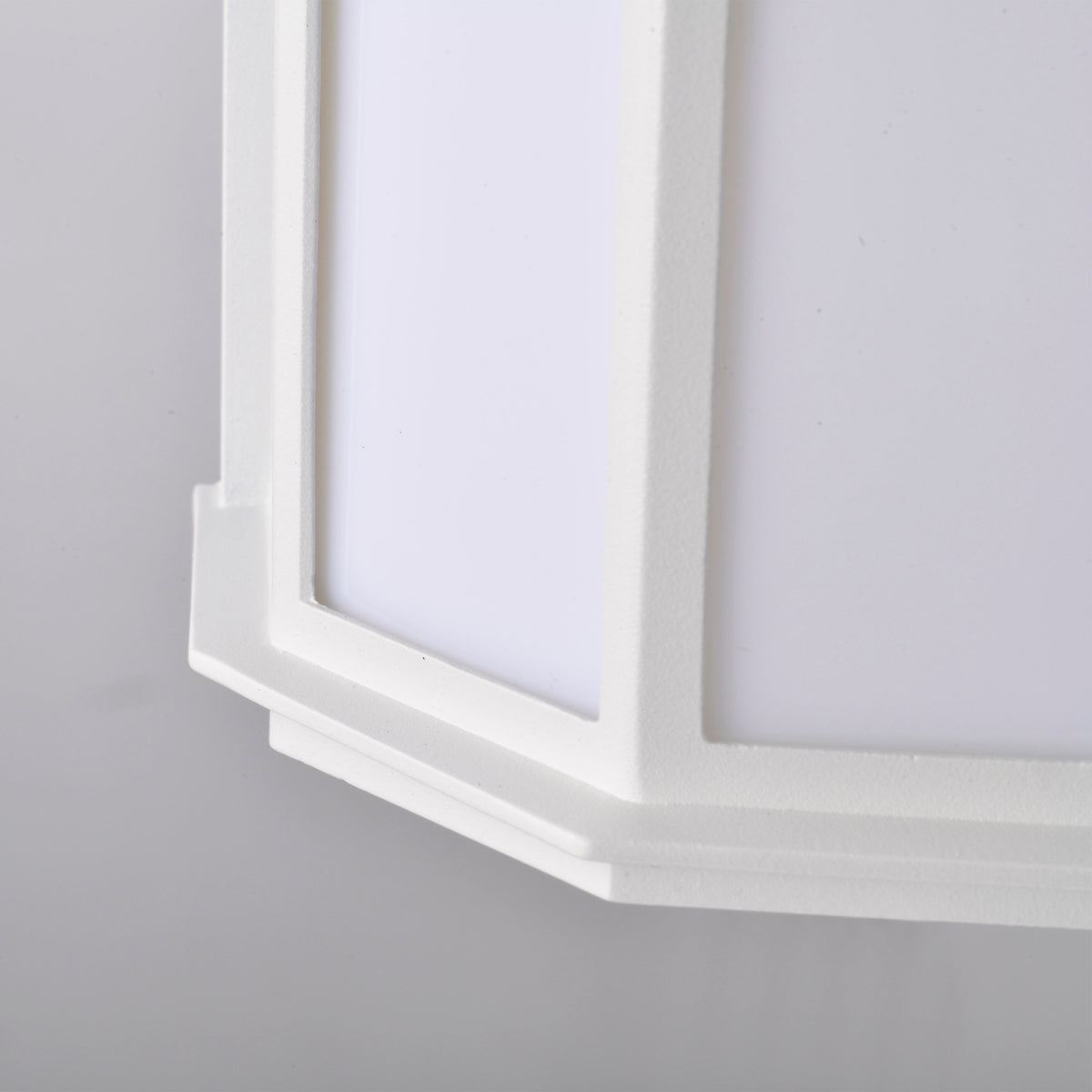LED Cage Lantern Fixture - White Finish with White Linen Acrylic
