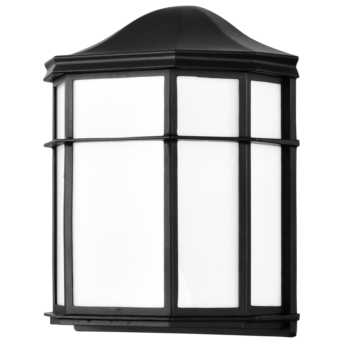 LED Cage Lantern Fixture - Black Finish with White Linen Acrylic