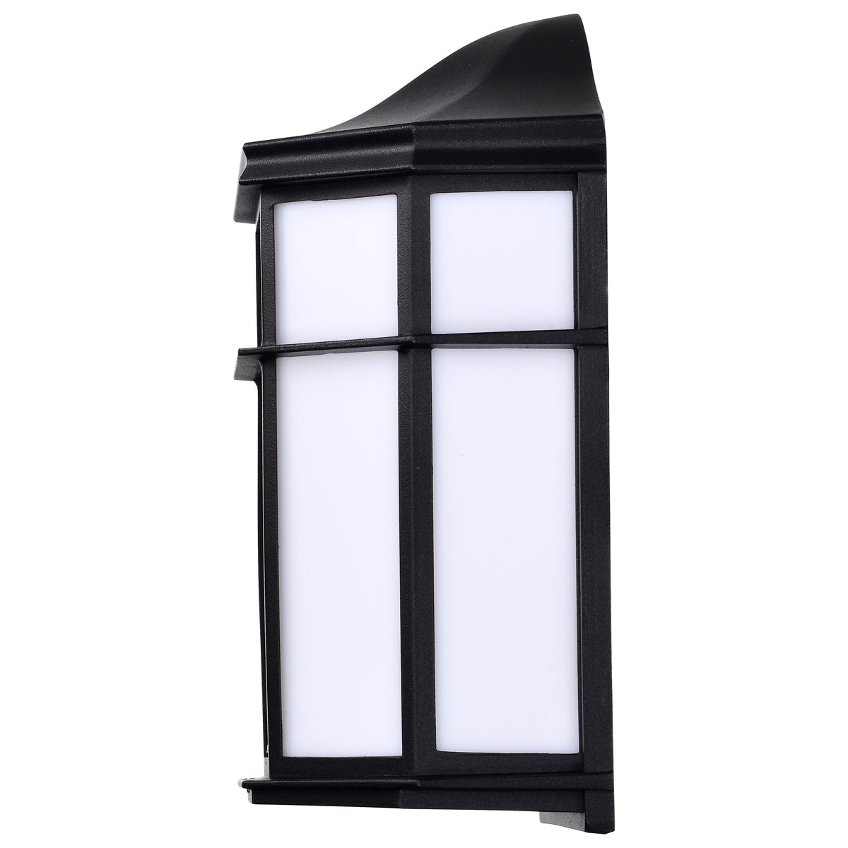 LED Cage Lantern Fixture - Black Finish with White Linen Acrylic