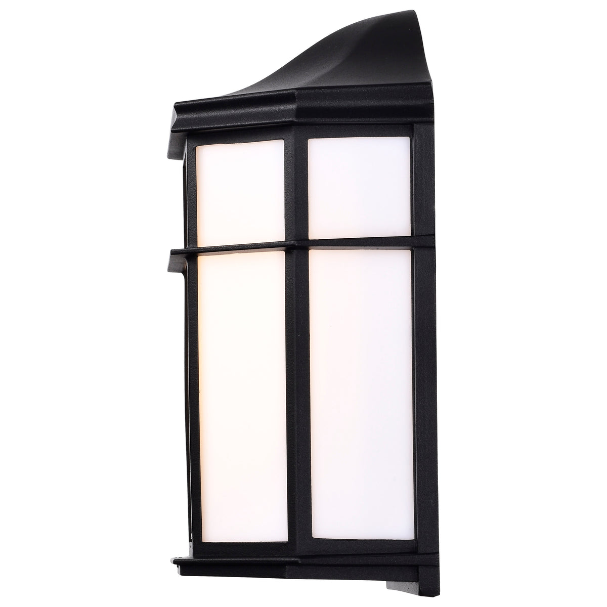LED Cage Lantern Fixture - Black Finish with White Linen Acrylic