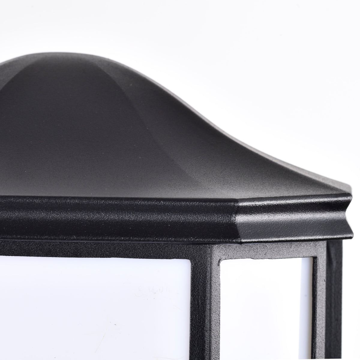 LED Cage Lantern Fixture - Black Finish with White Linen Acrylic