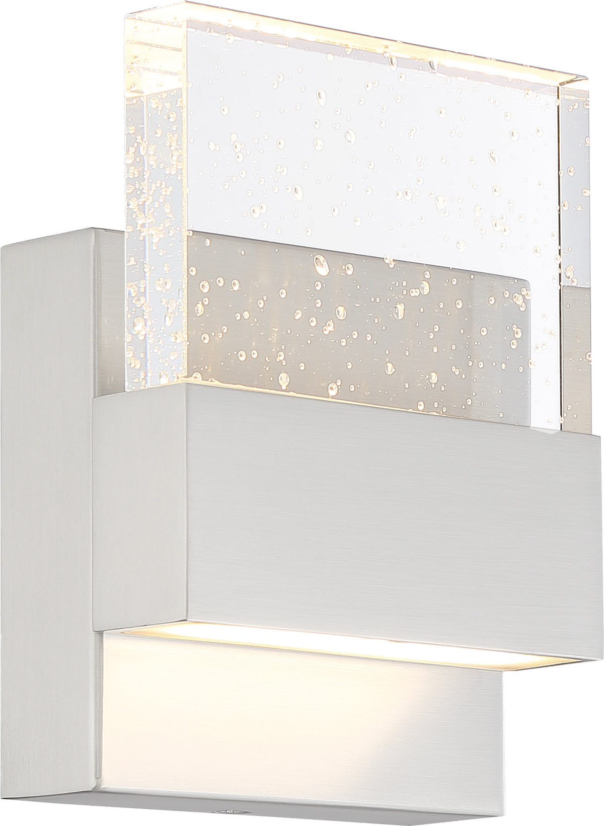 Ellusion - LED Small Wall Sconce - 15W - Polished Nickel Finish with Seeded Glass