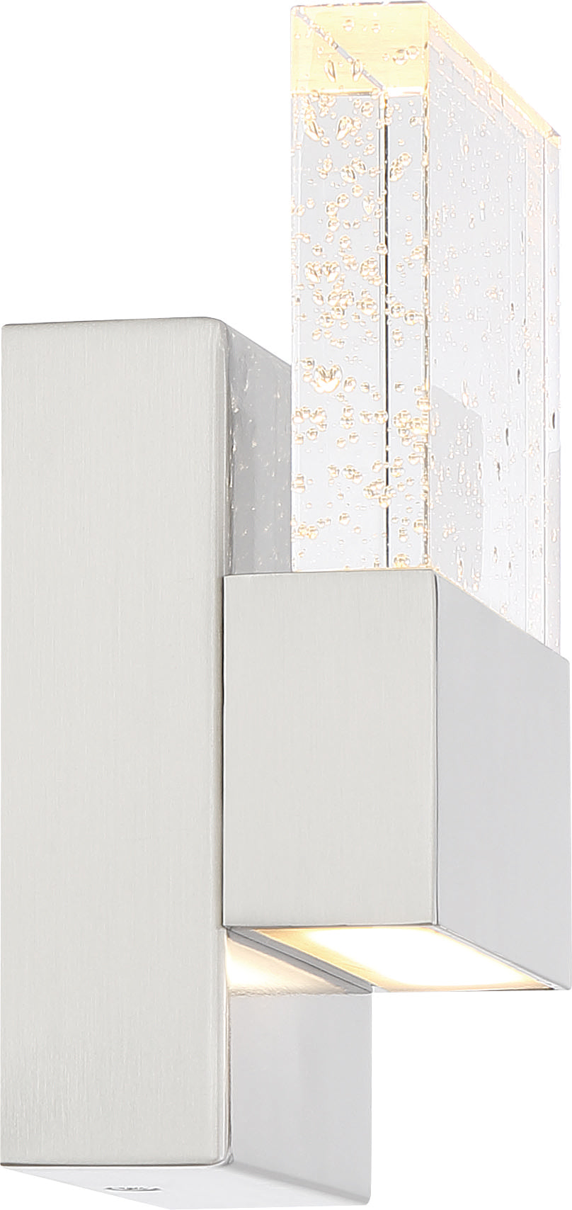 Ellusion - LED Small Wall Sconce - 15W - Polished Nickel Finish with Seeded Glass