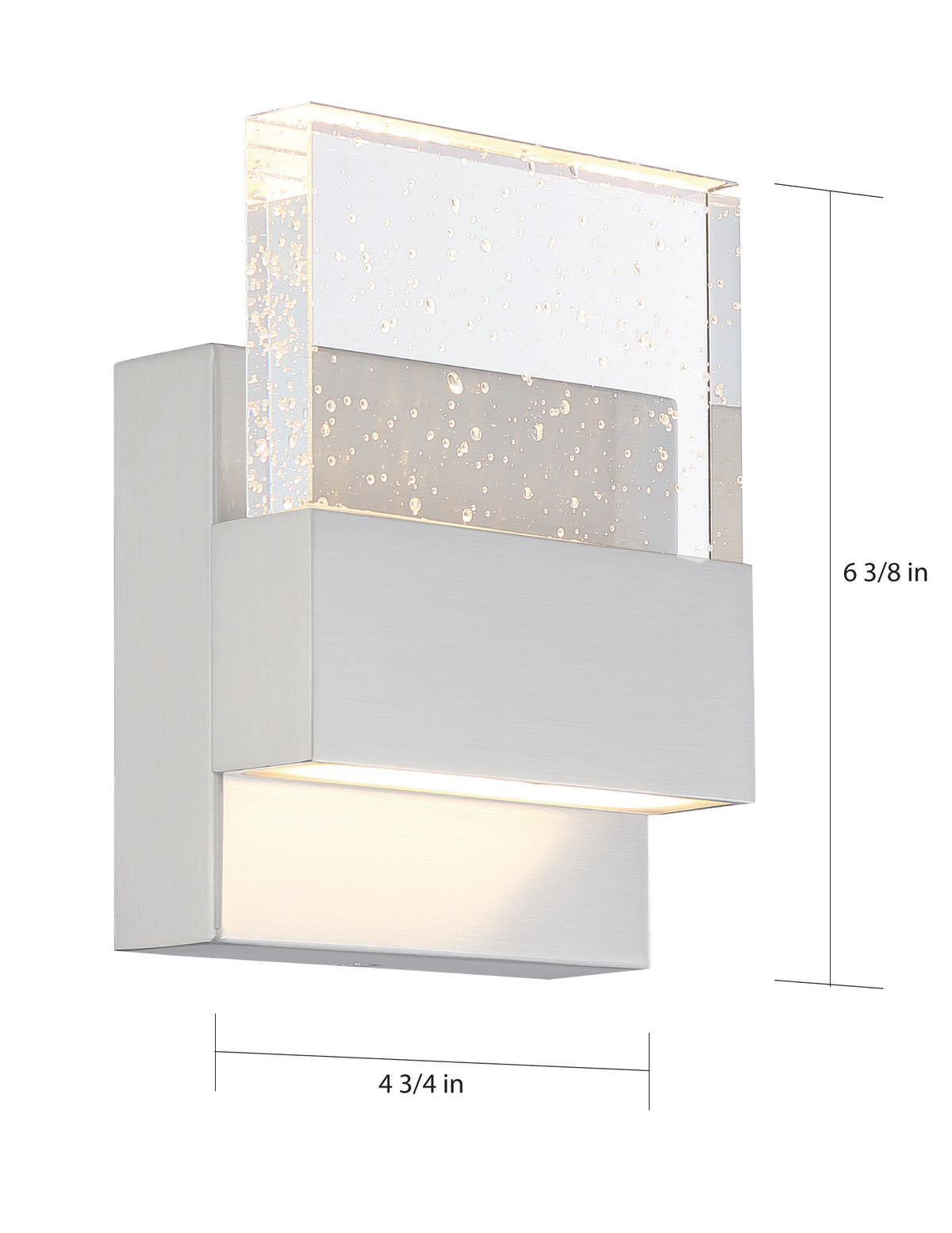 Ellusion - LED Small Wall Sconce - 15W - Polished Nickel Finish with Seeded Glass