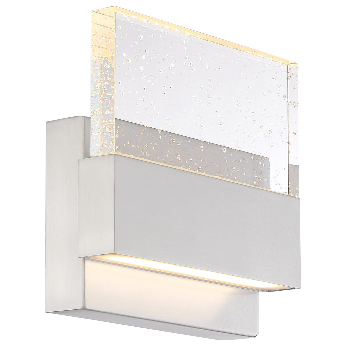 Ellusion - LED Medium Wall Sconce - 15W - Polished Nickel Finish with Seeded Glass