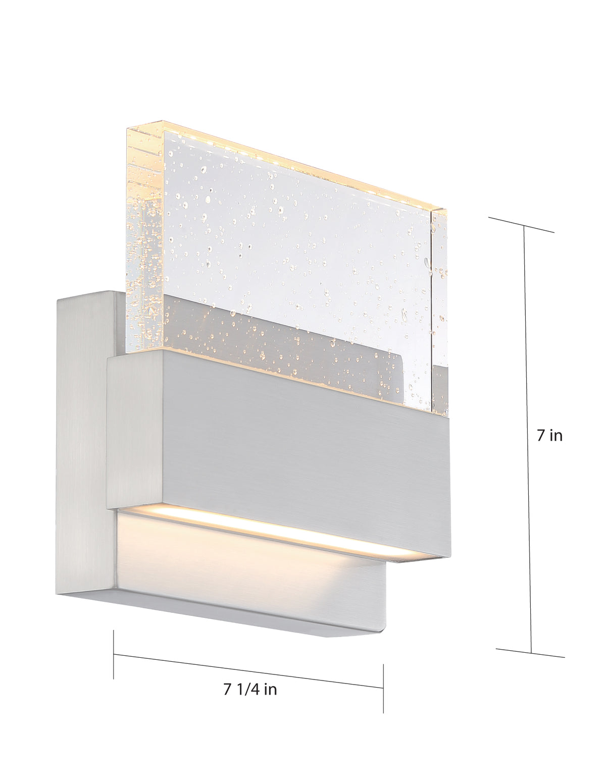 Ellusion - LED Medium Wall Sconce - 15W - Polished Nickel Finish with Seeded Glass