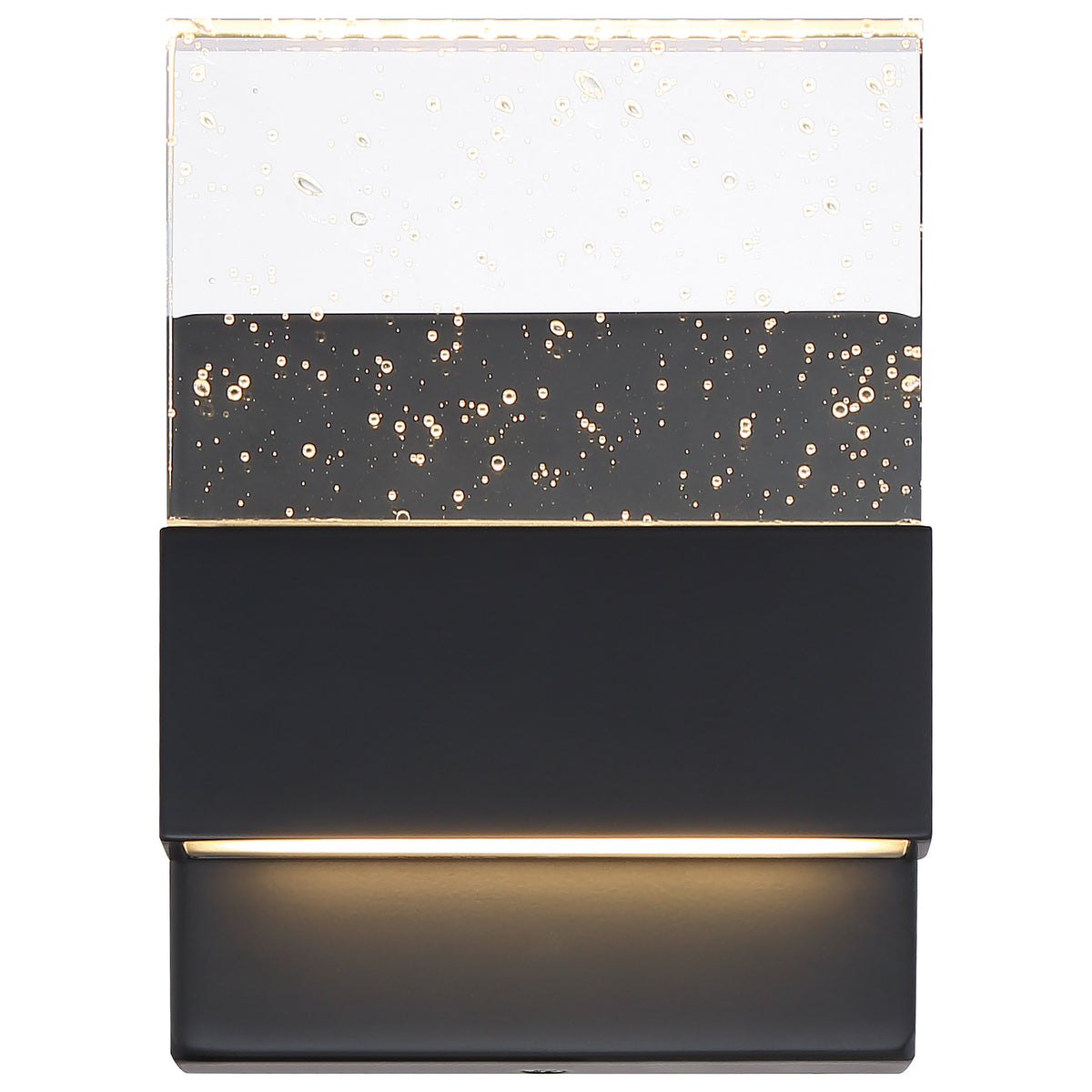 Ellusion - LED Small Wall Sconce - 15W - Matte Black Finish with Seeded Glass product image