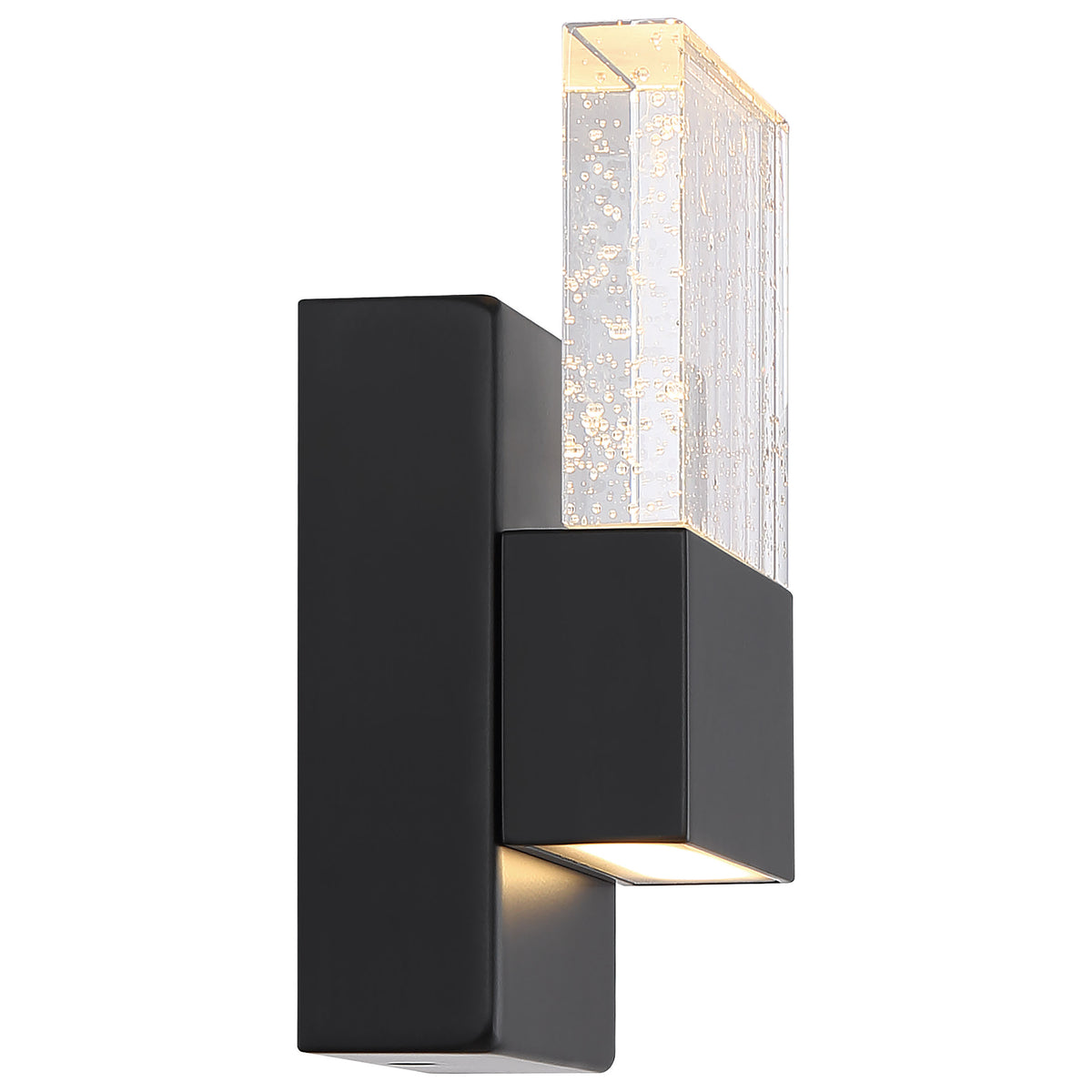 Ellusion - LED Small Wall Sconce - 15W - Matte Black Finish with Seeded Glass