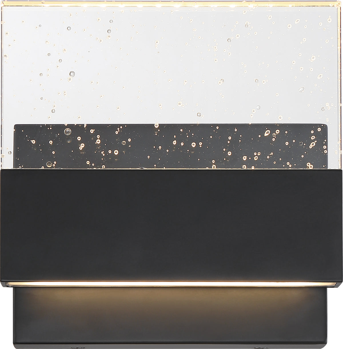 Ellusion - LED Medium Wall Sconce - 15W - Matte Black Finish with Seeded Glass for bedrooms and hallways