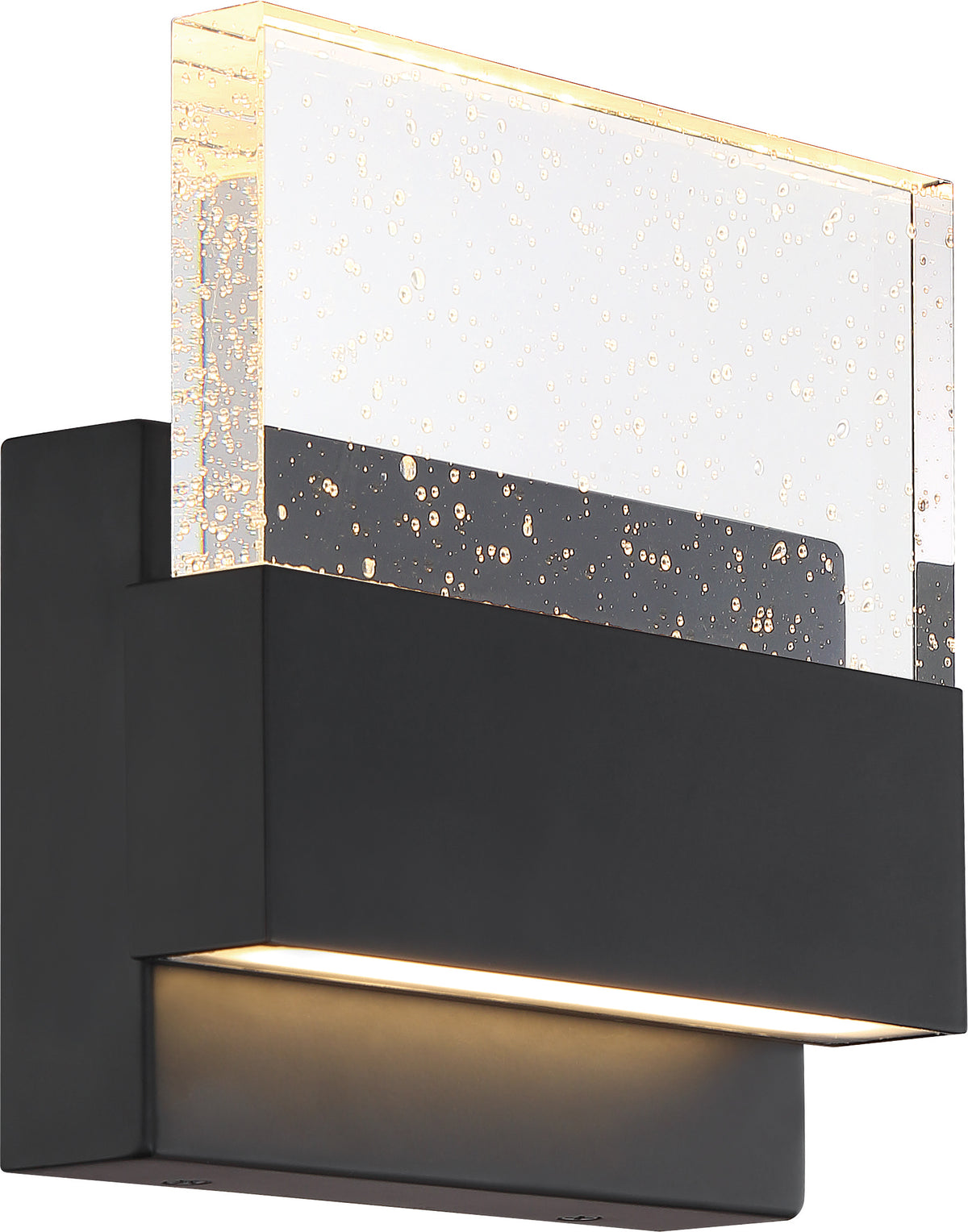 Ellusion - LED Medium Wall Sconce - 15W - Matte Black Finish with Seeded Glass