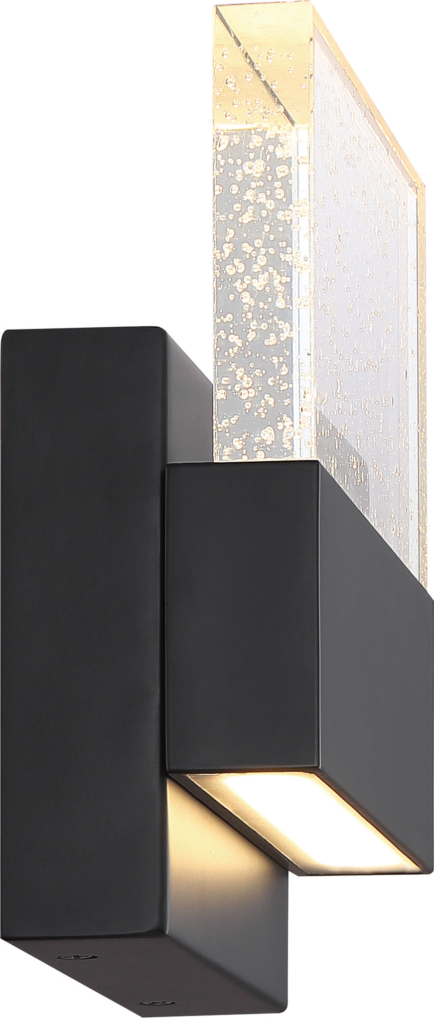 Ellusion - LED Medium Wall Sconce - 15W - Matte Black Finish with Seeded Glass