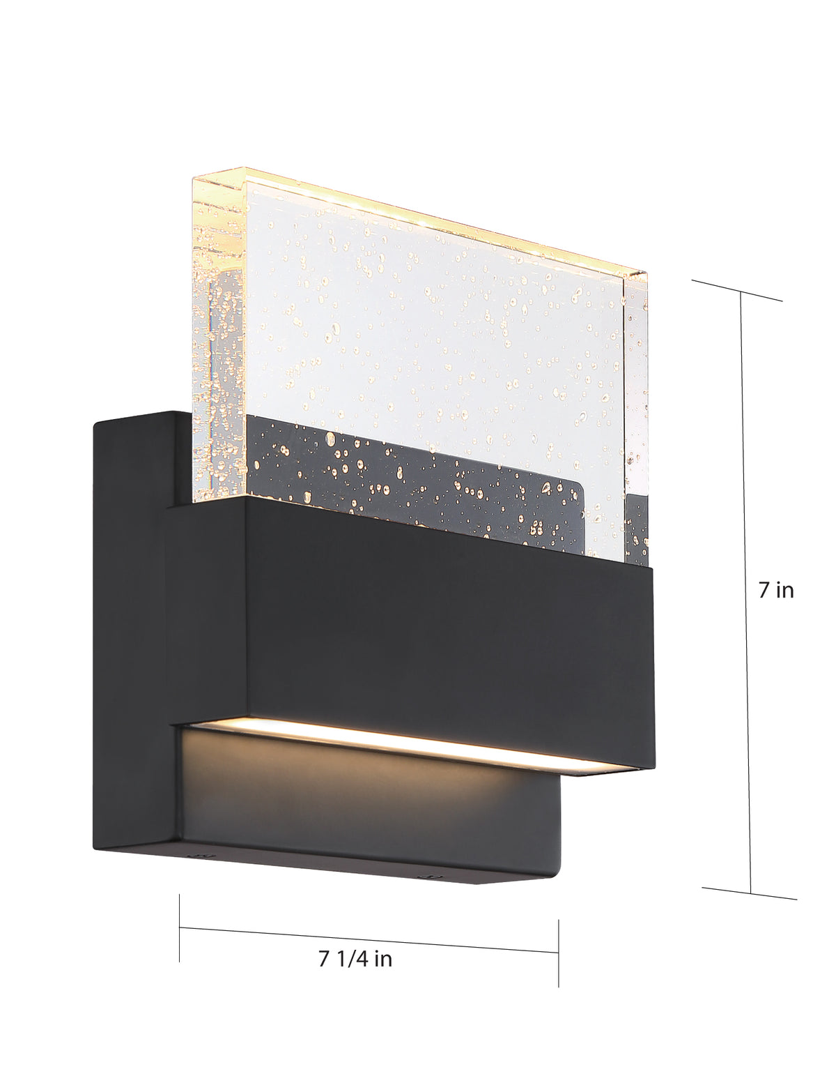Ellusion - LED Medium Wall Sconce - 15W - Matte Black Finish with Seeded Glass