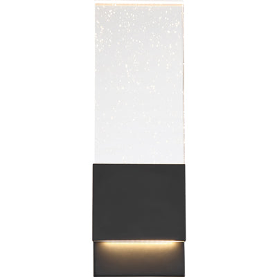Ellusion - LED Large Wall Sconce - 13W - Matte Black Finish with Seeded Glass