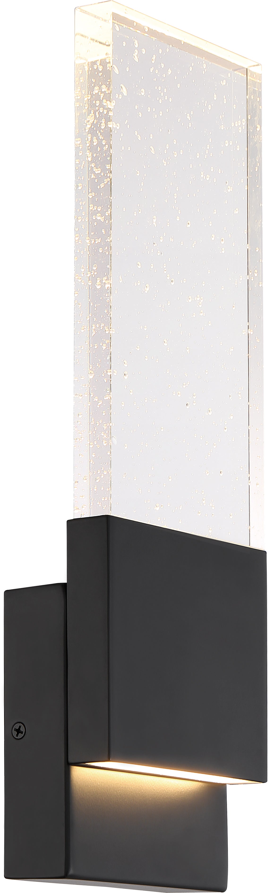 Ellusion - LED Large Wall Sconce - 13W - Matte Black Finish with Seeded Glass