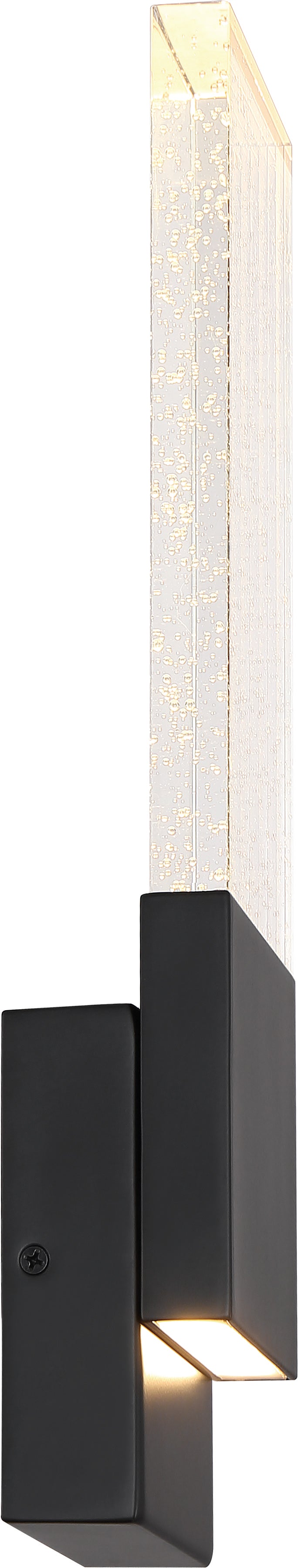 Ellusion - LED Large Wall Sconce - 13W - Matte Black Finish with Seeded Glass