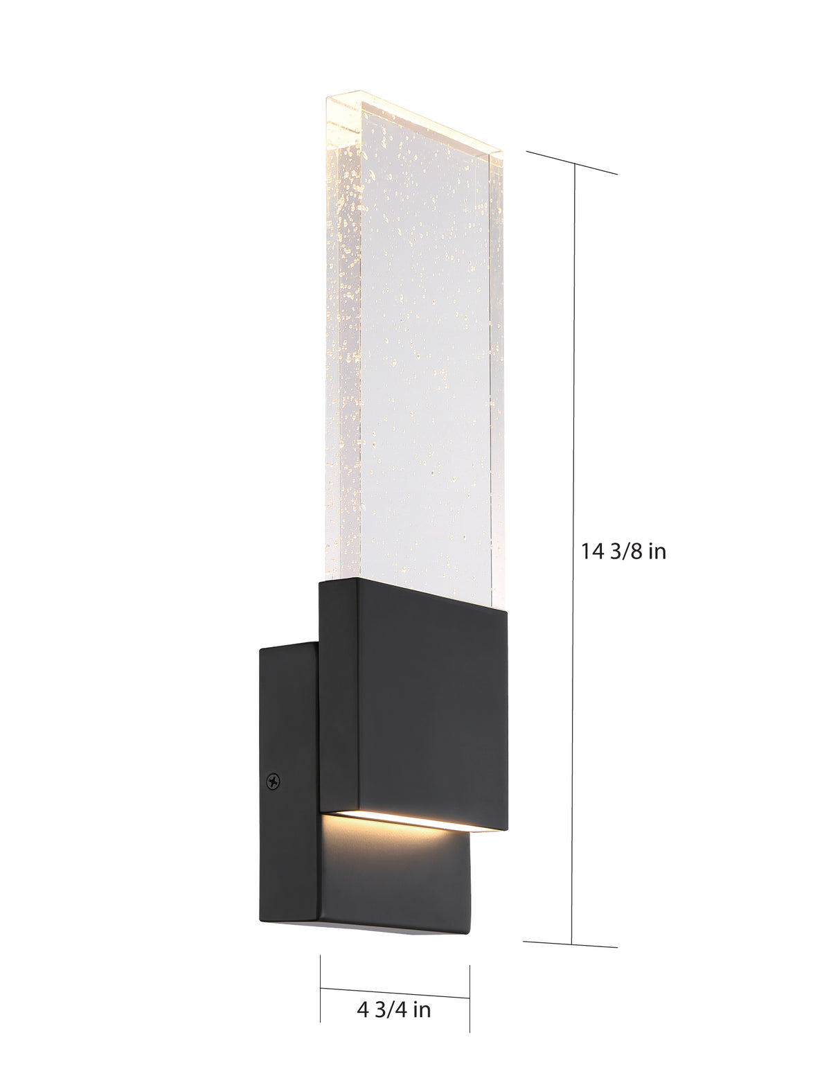 Ellusion - LED Large Wall Sconce - 13W - Matte Black Finish with Seeded Glass