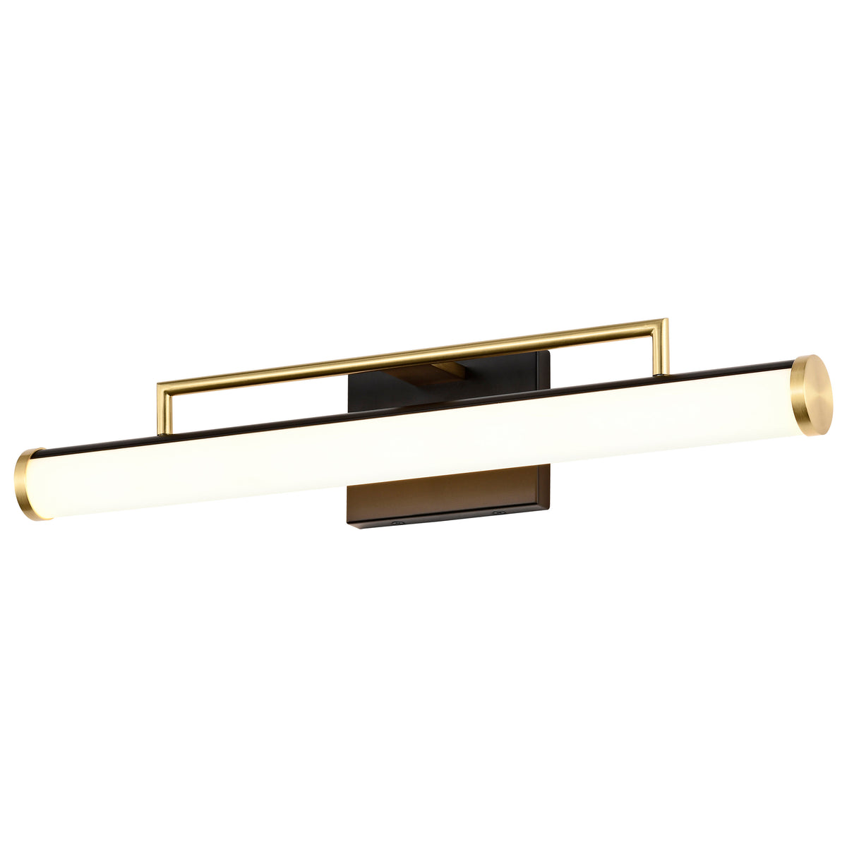 Solano Medium Vanity - LED - Black and Brushed Brass Finish - White Acrylic Lens